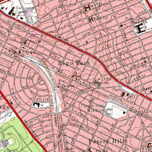 Topographic Map of Forest Hills Montessori School, NY