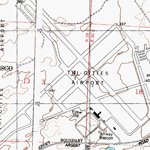 Topographic Map of Naval Air Station Pasco (historical), WA
