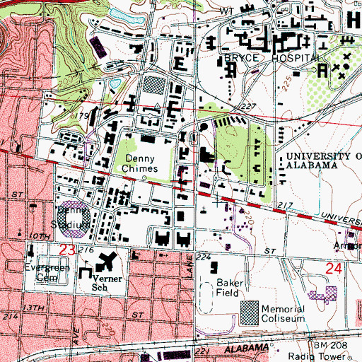 Topographic Map of Gallalee Hall, AL