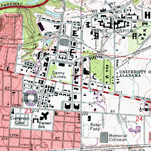 Topographic Map of Nott Hall, AL