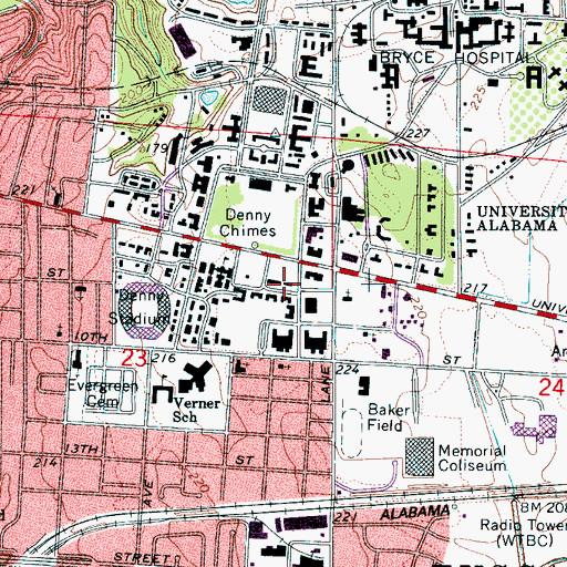 Topographic Map of Moore Hall, AL