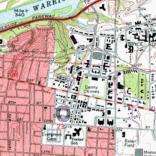 Topographic Map of Bidgood Hall, AL