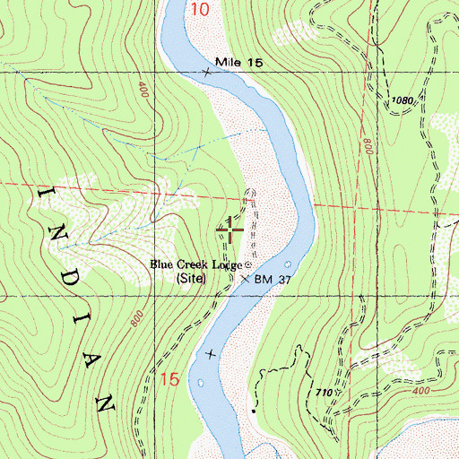 Topographic Map of Blue Creek Lodge, CA