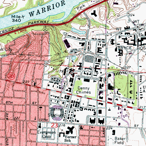 Topographic Map of Morgan Hall, AL