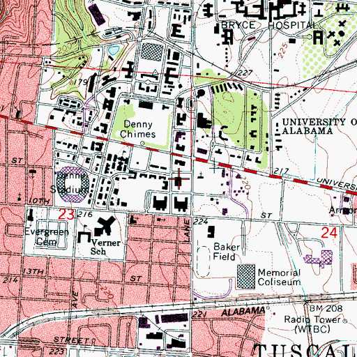 Topographic Map of Foster Auditorium, AL