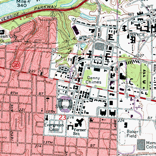 Topographic Map of Graves Hall, AL
