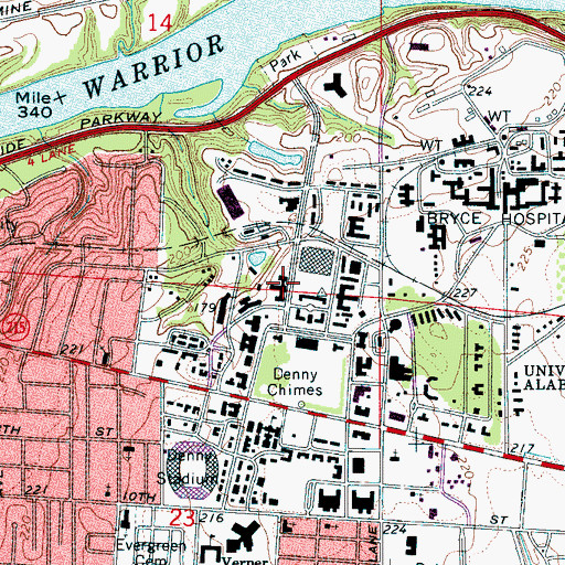 Topographic Map of B B Comer Hall, AL