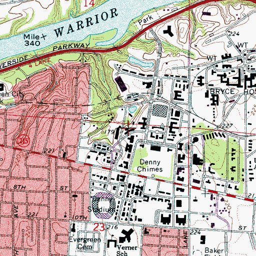 Topographic Map of Rowand - Johnson Hall, AL