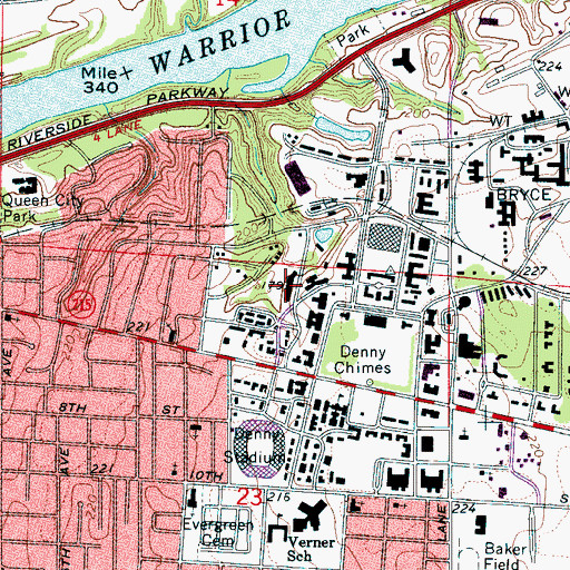 Topographic Map of Ten Hoor Hall, AL