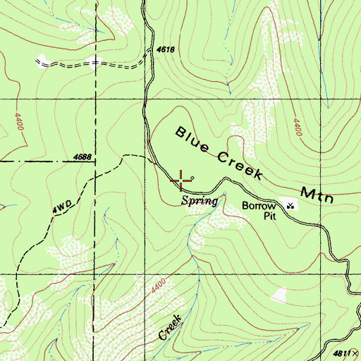 Topographic Map of Blue Creek Mountain, CA