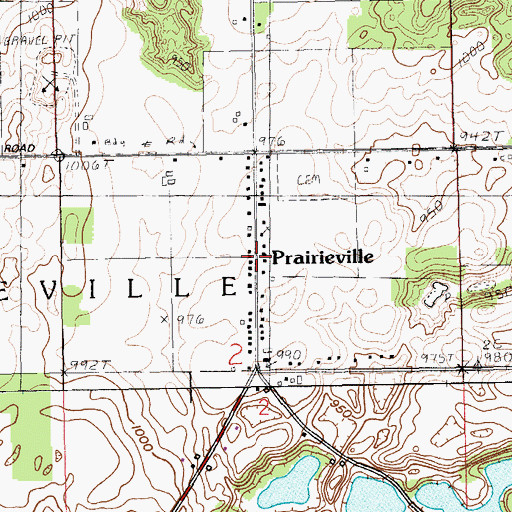 Topographic Map of Prairieville Post Office (historical), MI