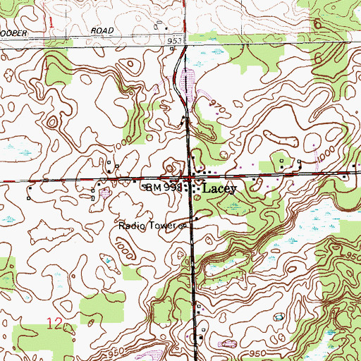 Topographic Map of Lacey Post Office (historical), MI