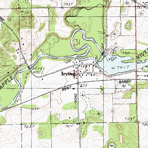 Topographic Map of Irving Post Office (historical), MI
