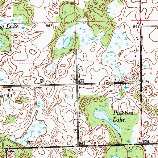 Topographic Map of Gaskill Post Office (historical), MI