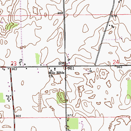 Topographic Map of Milo Post Office (historical), MI