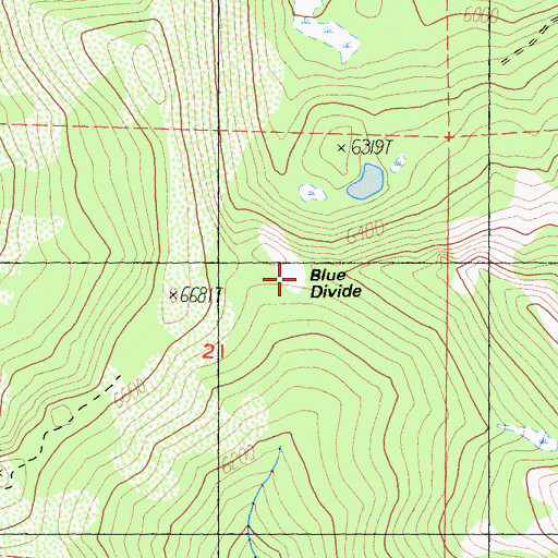 Topographic Map of Blue Divide, CA