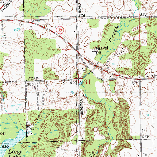 Topographic Map of Barryville Post Office (historical), MI