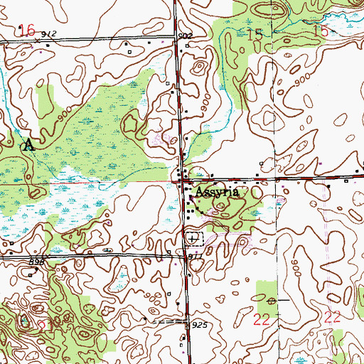 Topographic Map of Assyria Post Office (historical), MI