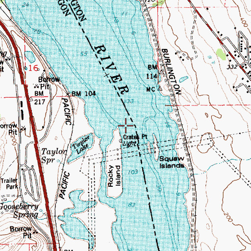 Topographic Map of Columbia Gorge, WA