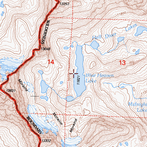 Topographic Map of Blue Heaven Lake, CA