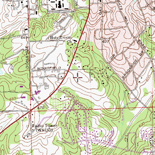 Topographic Map of Jule Collins Smith Museum of Fine Art, AL