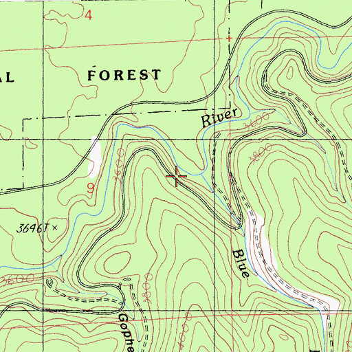 Topographic Map of Blue Heron Creek, CA