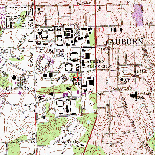 Topographic Map of Duncan Hall, AL