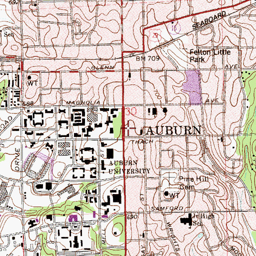 Topographic Map of O D Smith Hall, AL