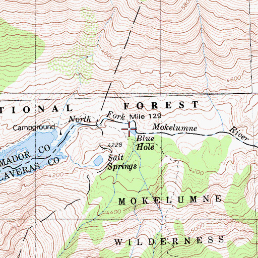 Topographic Map of Blue Hole, CA