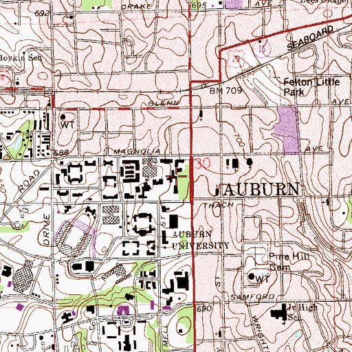 Topographic Map of Langdon Hall, AL