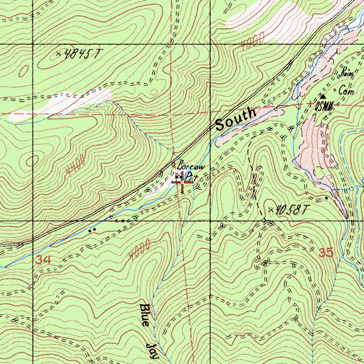 Topographic Map of Blue Jay Creek, CA