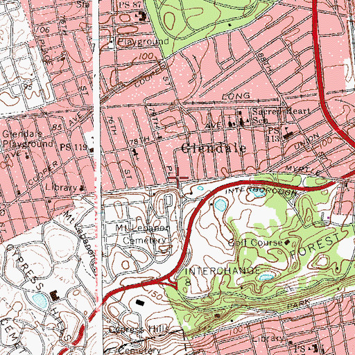 Topographic Map of Queens Dance Academy, NY