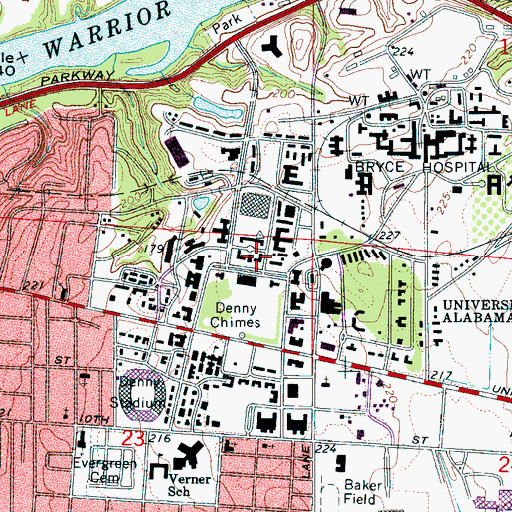 Topographic Map of Garland Hall, AL