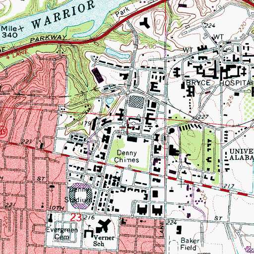 Topographic Map of Manly Hall, AL