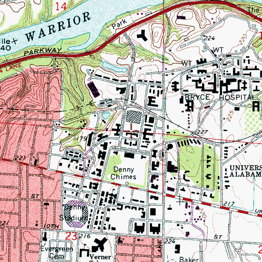 Topographic Map of Woods Hall, AL