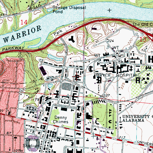 Topographic Map of H M Comer Hall, AL