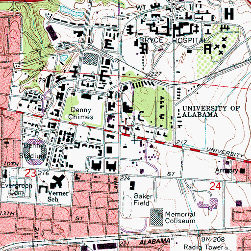 Topographic Map of Russell Hall, AL