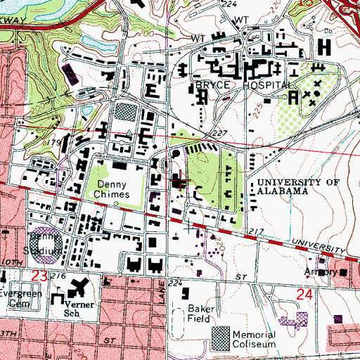 Topographic Map of Gordon Palmer Hall, AL