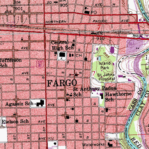 Topographic Map of Grace Lutheran Church, ND