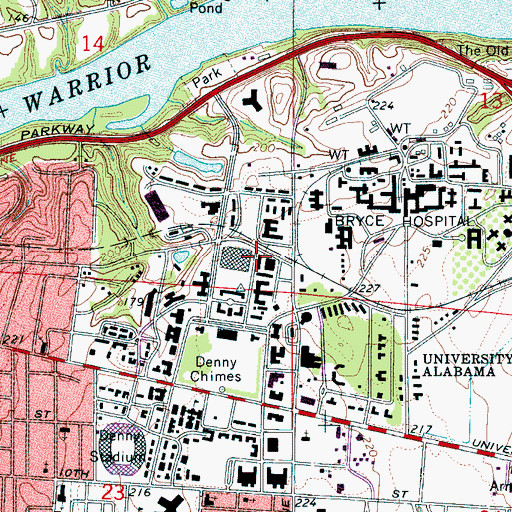 Topographic Map of Houser Hall, AL