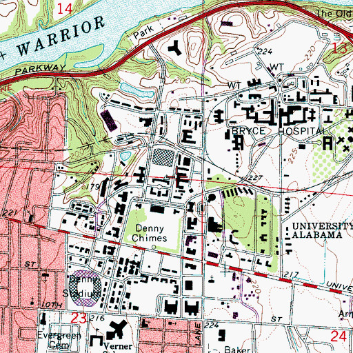Topographic Map of Hardaway Hall, AL