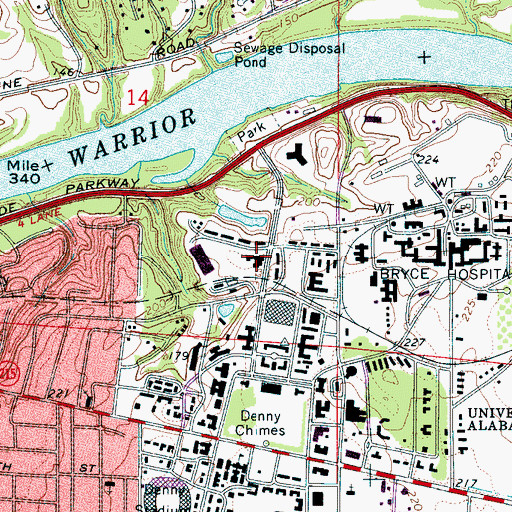 Topographic Map of Paty Hall, AL