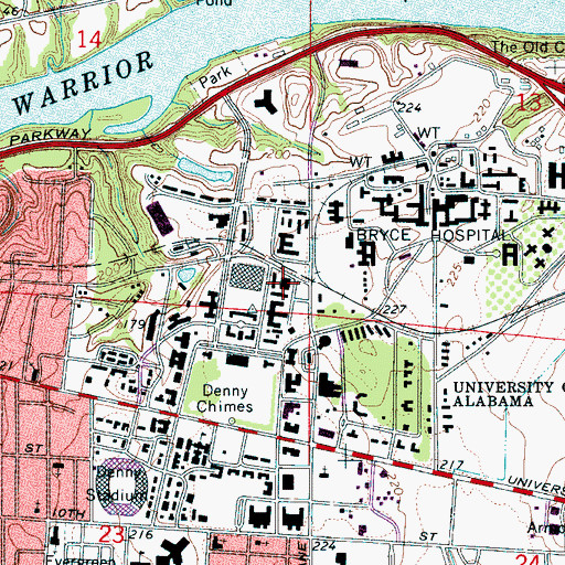 Topographic Map of East Engineering Building (historical), AL