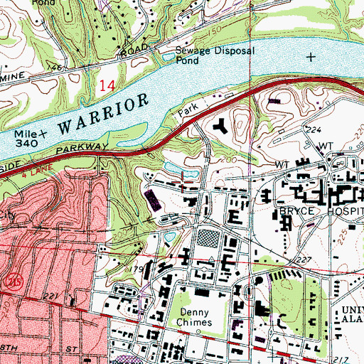 Topographic Map of Somerville Hall, AL