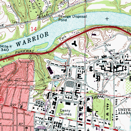 Topographic Map of Palmer Hall, AL