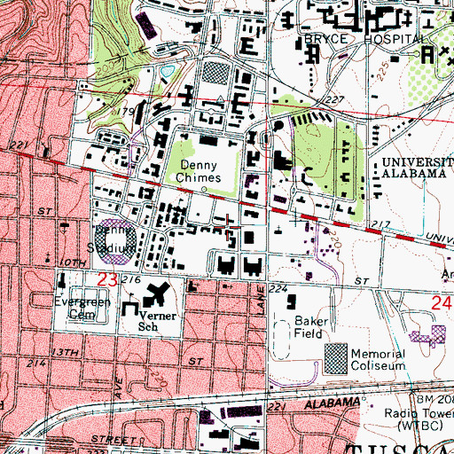 Topographic Map of Wilson Hall (historical), AL