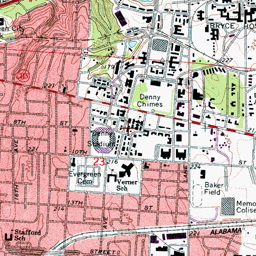 Topographic Map of Harris Hall, AL