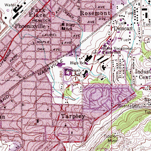 Topographic Map of Leon Kennedy Student Center, AL
