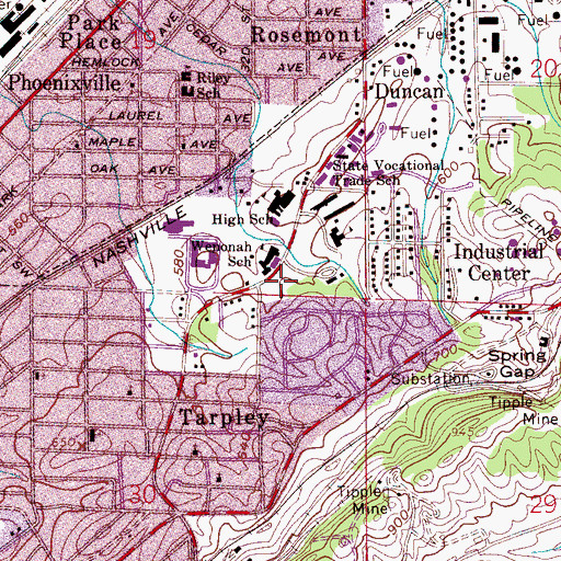 Topographic Map of Birmingham Fire and Rescue Service Station 25, AL