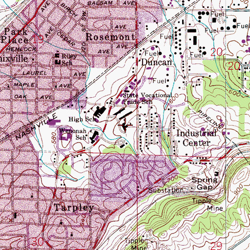 Topographic Map of A G Gaston Building, AL